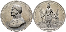 Karl Schwarzenberg, 1771–1816, Milan, 1850, Étain 61 g. 55.3 mm par Canzani
Avers : CAROLVS SCHWARZENBERGIVS PRINCEPS SERENISSIMVS , . DEM CANZANI F
R...