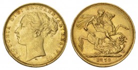AUSTRALIEN Victoria, 1837-1901. Sovereign 1878 M, Melbourne. 7,32 g Feingold. Fb. 16, Schl. 308, Seaby 3857. Winz. Randfehler, bis vorzüglich