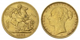 AUSTRALIEN. Victoria, 1837-1901. Sovereign 1885 M, Melbourne. Young head. 7.99 g. Seaby 3857 C. Fr. 16. sehr schön