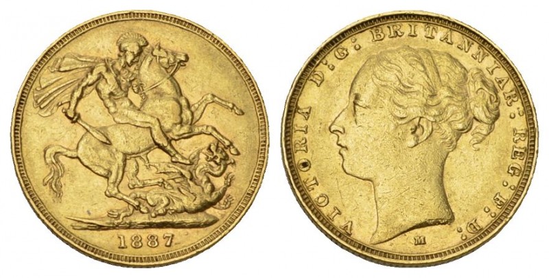 AUSTRALIEN. Victoria, 1837-1901. Sovereign 1887 M, Melbourne. Jubilee head. 7.98...