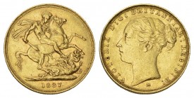 AUSTRALIEN. Victoria, 1837-1901. Sovereign 1887 M, Melbourne. Jubilee head. 7.98 g. Seaby 3867 B. Fr. 24. Vorzüglich