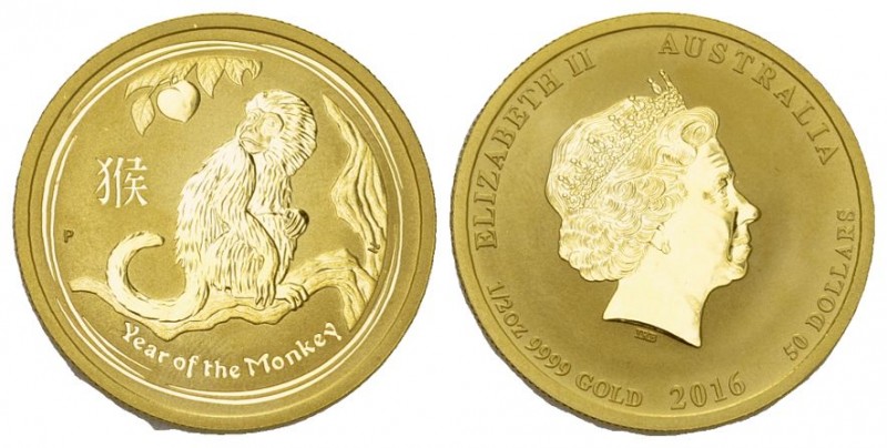 Australien 2016 50 Dollar Gold 15.55g seltenes Jahr Jahr des Affen 
FDC