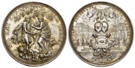 Deutschland O.J Hochzeitsmedaille in Silber mit erhobener Randschrift 44.6g 50mm v.H.Müller Randfehler sonst unzirkuliert