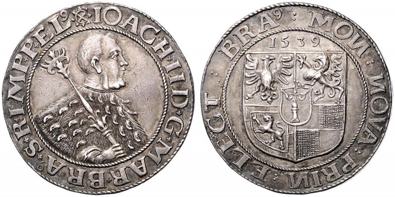 Brandenburg-Preußen. Joachim II. 1535-1571. Taler 1539, Berlin. Brustbild im Her...