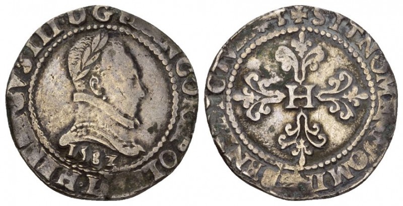 ROYAL FRANCE. Henry III, 1574-1589. AR Half-Franc (6.70 gm) of Toulouse 1587-M. ...