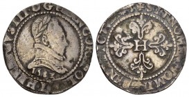 ROYAL FRANCE. Henry III, 1574-1589. AR Half-Franc (6.70 gm) of Toulouse 1587-M. Laureate armored bust / Fleurated cross. DuP.1131. C.1431. Toned vorzü...