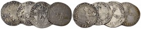 Frankreich Henry III 1/4 Ecu Silber Lot 1574-1589, Lot mit 4 Stk 1582, 2x 1587, 1x undatiert O.J verschiedene Varianten schön/ sehr schön/ vorzüglich...