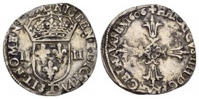 FRANKREICH, Heinrich IV., 1589-1610, 1/4 Ecu 1606 BD, Pau. Lilienkreuz. Rs.Gekröntes dreigeteiltes Wappen Frankreich, Bearn und Navarra zwischen II-II...