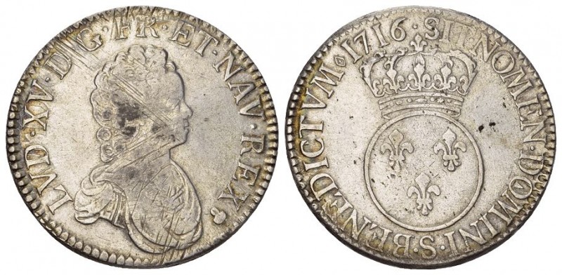 FRANKREICH. Königreich und Republik. Louis XV. 1715-1774. Ecu vertugadin 1716 A,...