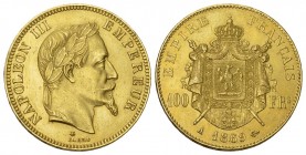 Napoléon III, 1852-1870. 100 Francs 1869 A, Paris. 29,03 g Feingold. Fb. 580, Gadoury 1136, Mazard 1418, Schl. 326. GOLD. vorzüglich bis unzirkuliert...