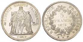 Frankreich-Königreich Dritte Republik 5 Francs 1873 -Paris-. Gad. 745a, Dav. 92. Prachtexemplar mit feiner Tönung, fast unzirkuliert