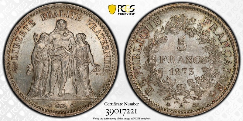 France, République. AR 5 Francs Hercule 1873 A (38 mm, 25.04 g), Paris.
Gad. 745...