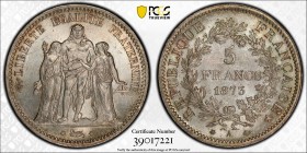 France, République. AR 5 Francs Hercule 1873 A (38 mm, 25.04 g), Paris.
Gad. 745, F. 334.Prachtvolle Erhaltung MS 64 FDC