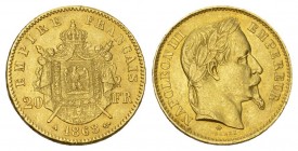 France, IIIème République (1871-1940). AV 20 Francs 1868 A (6.45 g), Paris. Génie.
Gad. 1063.vorzüglich