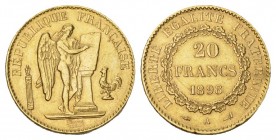 KÖNIGREICH 3. Republik, 1870-1940. 20 Francs 1898 A, Paris. 5,81 g Feingold. Fb. 592, Gadoury 1063, Mazard 1820, Schl. 449. GOLD vorzüglich