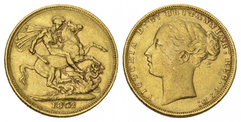 Great Britain. Victoria (1837-1901). AV Sovereign 1872 (7.94 g), V. Bentley 1007...
