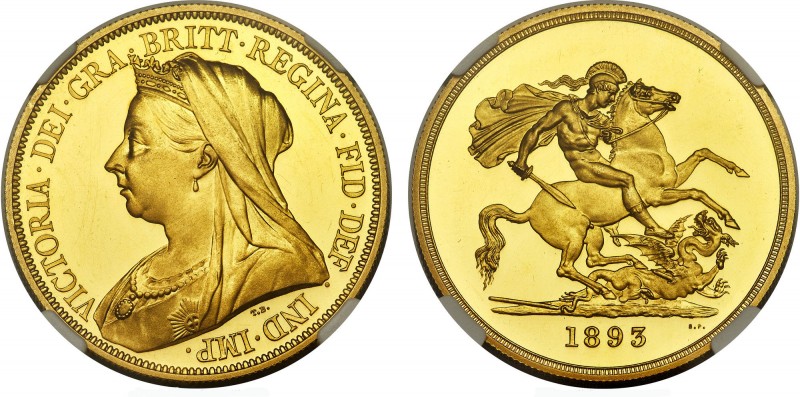 GREAT BRITAIN UNITED KINGDOM
5 Pounds 1893, London. VICTORIA DEI GRA BRITT REGI...
