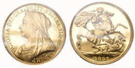Victoria, 1837-1901. 1/2 Sovereign 1893, London. Old head. 3,66 g Feingold. Fb. 397 a, Schl. 440, Seaby 3878. GOLD. Nur 773 Exemplare geprägt. 
Prach...