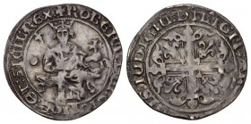 Italien Neapel, Königreich Robert von Anjou, 1309-1343 Gigliato o. J., Neapel. König mit Zepter und Kreuzglobus auf Löwenthron von vorn / Lilienkreuz,...