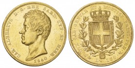 SARDINIEN Karl Albert, 1831-1849.
100 Lire 1840, Genua. 29,03 g Feingold. Fb. 1139, Pagani 149, Schl. 201. GOLD. Seltener Jahrgang. vorzüglich