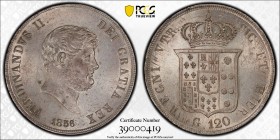 Italien Neapel Ferdinand II. 1830 - 1859 120 Grana 1856 Neapel. 27,54g, KM 370 Prachtexemplar mit der Bewertung MS 64 FDC