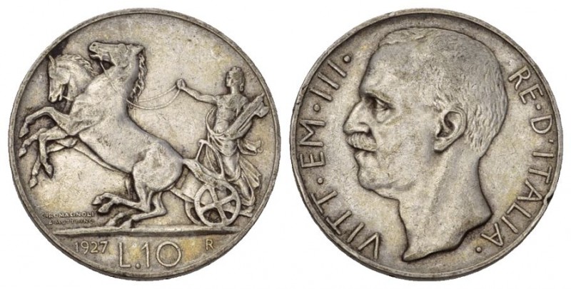 Italy. Emanuele III Silver 10 Lire. 1927. . EF. 10.00g. .835. 27.00mm. 
selten v...