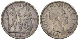 Italy 1927R VI Ag 20 Lire, Vittorio Emanuelle III. selten in dieser Erhaltung 
KM 69 vorzüglich