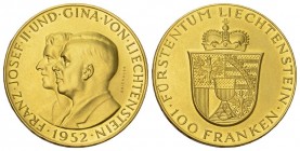 LIECHTENSTEIN. FÜRSTENTUM. Franz Joseph II., 1938-1989. 100 Franken 1952. Fr. 19, HMZ 2­1385a. 32,26 g. GOLD. Unzirkuliert