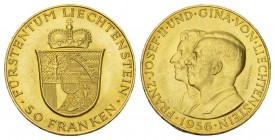 Liechtenstein Franz Josef II. 1938-1989. 50 Franken 1956 zum 50. Geburtstag. 11.4 g. 900/1000 Divo 77 Fb. 21 selten bis unzirkuliert