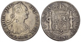 Peru Karl IV. 1788-1808. 8 Reales 1806 Lima KM 97 Silber 26.8g Münzzeichen JP 
seltenvorzüglich