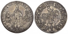 DEUTSCHER ORDEN. Maximilian I. von Österreich, 1590 - 1618. Taler 1603, Kaiser als Ritter gekleidet zu Roß im Wappenkreis, DO-Wappen. / Frontal stehen...