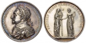 DAS KÖNIGREICH SCHWEDEN
Karl XIV. Johann, 1818-1844. Silbermedaille 1832, von C. M. Mellgren, auf den 200. Todestag des schwedischen Königs Gustav II...