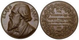SCHWEDEN Oskar II. 1872-1907, Freimaurermedaille 1893 (Stempel von Lea Ahlborn) in Bronze auf das Wirken des Meisters {\i Claes Gartz} in Stockholm. D...
