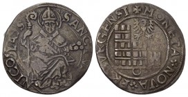 Fribourg, Stadt. AR Dicken o.J. (um 1650) (29 mm, 9.62 g). Av. MONETA NOVA FRIBVRGENSI, Adler über Burg. Rv. SANCTVS NICOLAV, Der thronende heilige Ni...