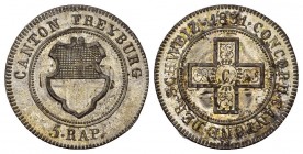 Fribourg 1831 1/2 Batzen in Billon HMZ 2-287g Prachtexemplar in 
FDC Prooflike