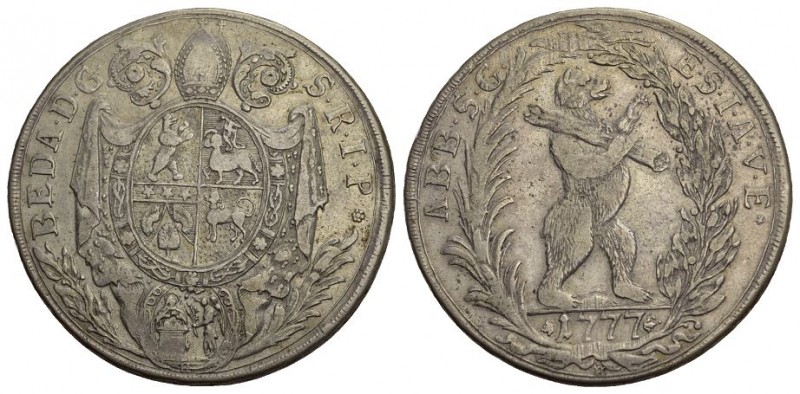 St. Gallen, Abtei. Beda Anghern v. Hagenwil (1767-1796). AR Taler 1777 H (40 mm,...