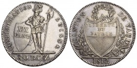 Waadt/Vaud, Kanton. AR Neutaler zu 40 Batzen 1812 (39 mm, 29.43 g). Av. CANTON DE VAUD, Bekränztes Wappen, darunter die Jahrzahl 1812. Rv. CONFEDERATI...