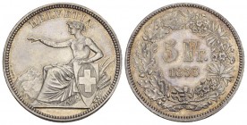 Solothurn. 5 Franken 1855, Solothurn. Eidgenössisches Freischiessen. 24.89 g. Richter (Schützenmedaillen) 1117a. Bis unzirkuliert
