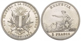 La Chaux-de-Fonds . Tir Fédéral in La Chaux-de-Fonds, 5 Franken 1863, Silber. 25,02 g. Richter 944a. Vorzüglich