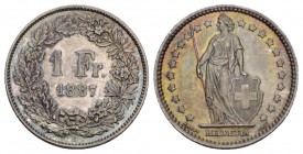 Eidgenossenschaft 1 Franken 1887 B, Bern. Divo 103, HMZ 2-1204f.
bis unzirkuliert