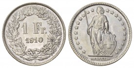 Eidgenossenschaft 1 Franken 1910 B, Bern. Divo 267, HMZ 2-1204t.
Unzirkuliert