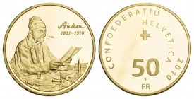 Schweiz 2010 50 Franken Gold 11.29g mit Originalbox und Zertifikat 
Proof