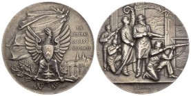 Schweiz, Neuenburg/Neuchâtel. AR Schützenmedaille 1898 (45 mm, 38.20 g), auf das Tir fédéral. Richter 970c. Fein getönt und vorzüglich.