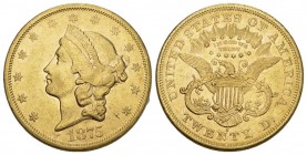 USA 20 Dollars 1875. Liberty. 33,45 g. Fr. 174. xtremely fine.