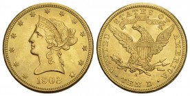USA 1902 10 Dollar Gold 16.7g selten fast unzirkuliert