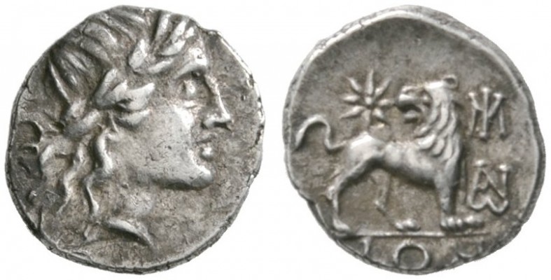 Ionia
Miletos. Hemidrachme 150-115 v. Chr. Magistrat Bion. Belorbeerter Apollok...