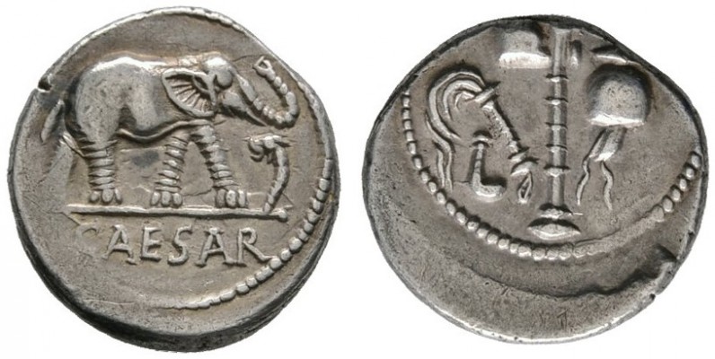 Imperatorische Prägungen
Julius Caesar †44 v. Chr.
Denar 49-48 v. Chr. -Heeres...