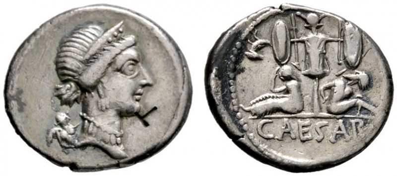 Imperatorische Prägungen
Julius Caesar †44 v. Chr.
Denar 46-45 v. Chr. -Heeres...