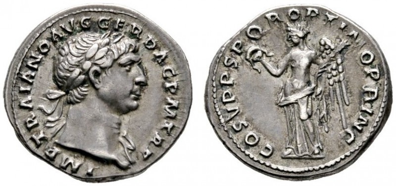 Kaiserzeit
Trajanus 98-117
Denar 103/109 -Rom-. IMP TRAIANO AVG GER DAC P M TR...