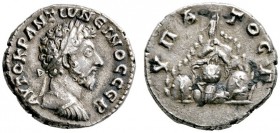 Kaiserzeit
Marcus Aurelius 161-180
Didrachme (Provinzialprägung für KAPPADOKIA) Jahr 3 -Caesarea-. Belorbeerte Büste nach rechts / Berg Argaios mit ...
